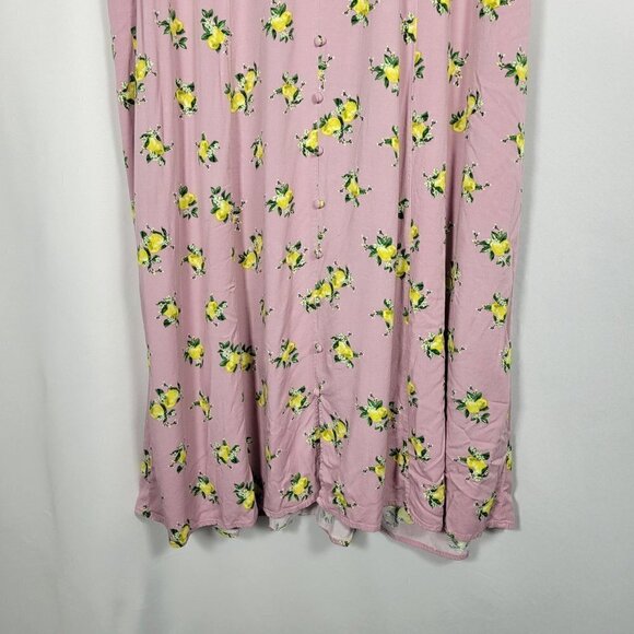 Torrid Midi Challis Dress Lavender, Lemon Pattern, Button Front Size 2x (18/20) - Picture 10 of 14